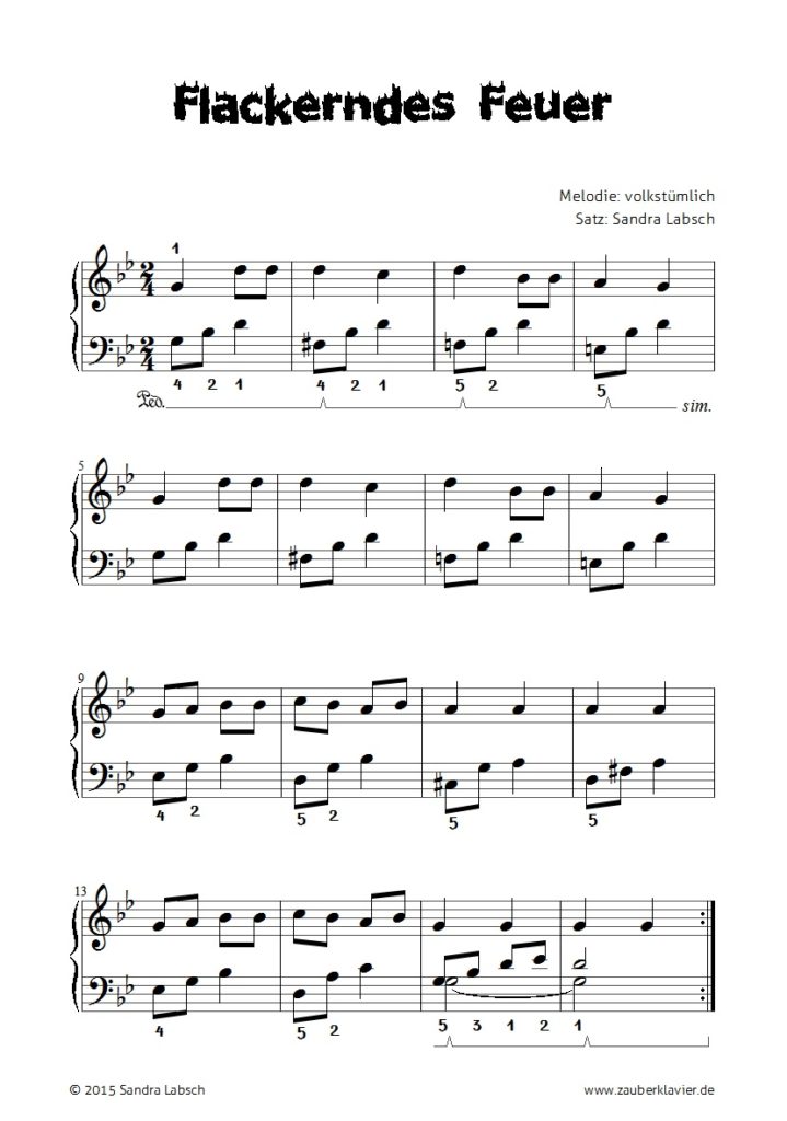 Kinderlied Moll Kostenlose klaviernoten